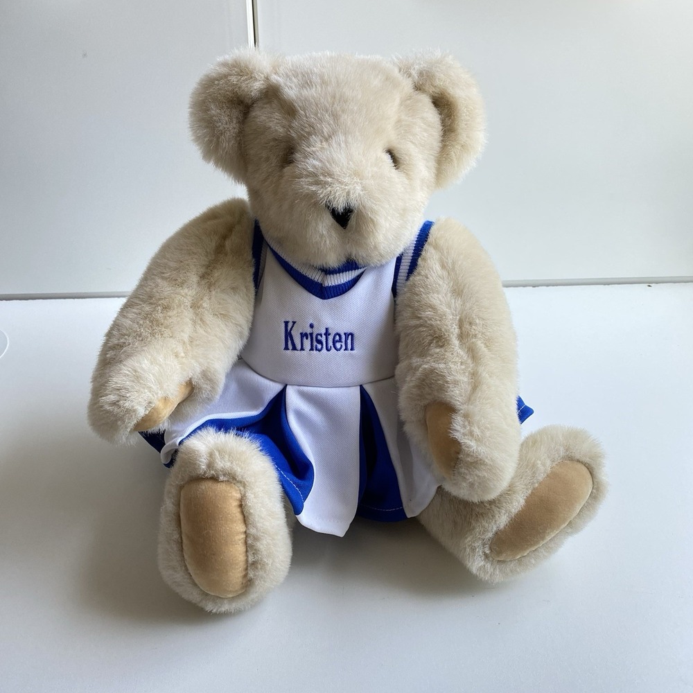 Vermont Teddy Bear Soft Plush "Kristen" Cheerleader Outfit Jointed 17" Blue - Picture 1 of 7